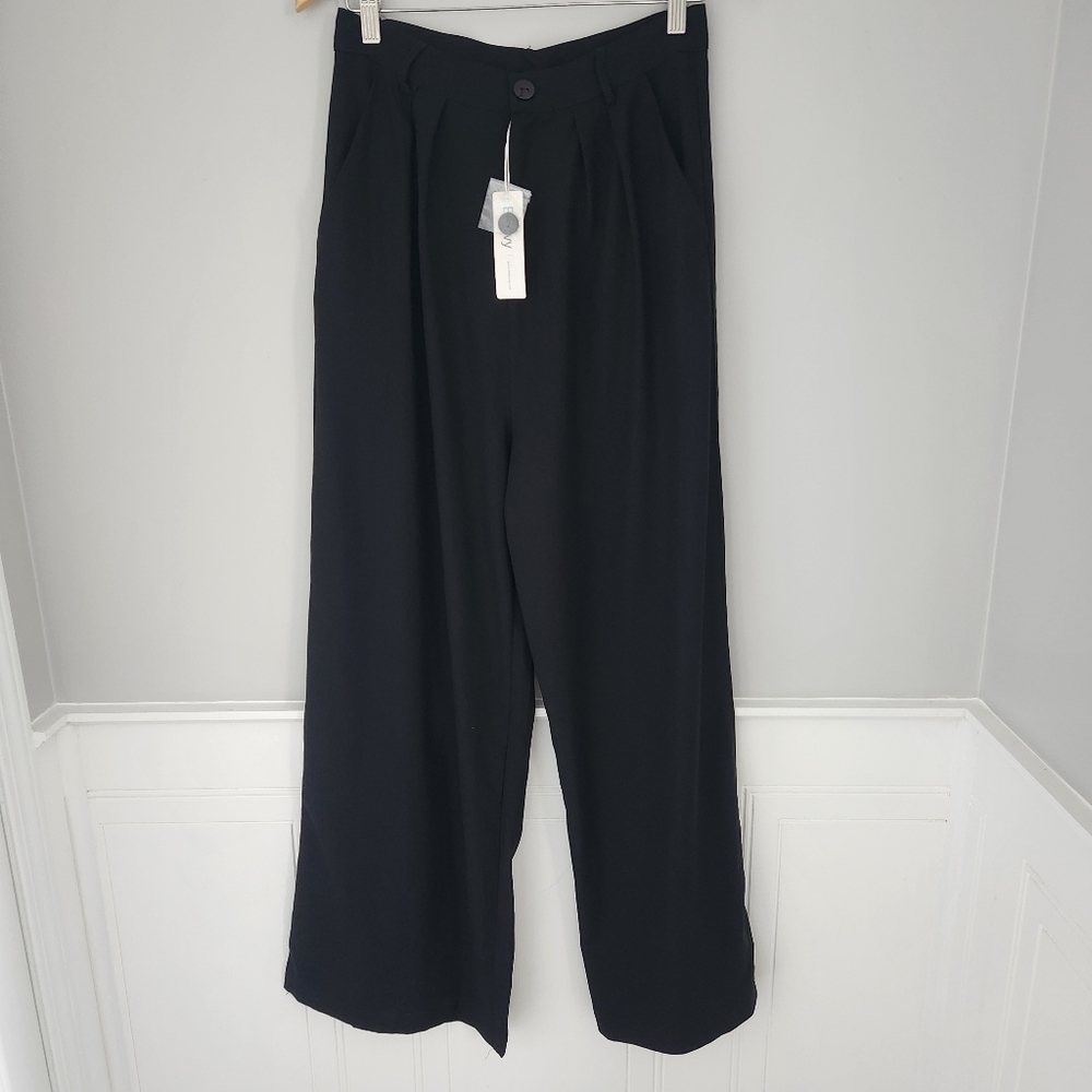 BluIvy Elegant Wide Leg Black Women's Pants Size Medium